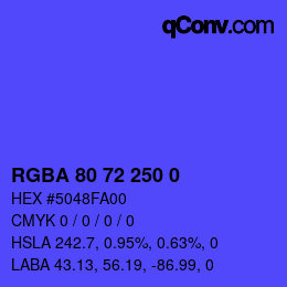 Color code: RGBA 80 72 250 0 | qconv.com