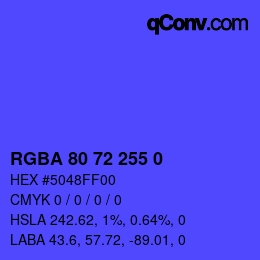 Color code: RGBA 80 72 255 0 | qconv.com