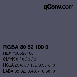 Farbcode: RGBA 80 82 100 0 | qconv.com