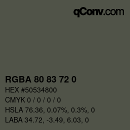 Color code: RGBA 80 83 72 0 | qconv.com