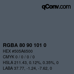 カラーコード: RGBA 80 90 101 0 | qconv.com