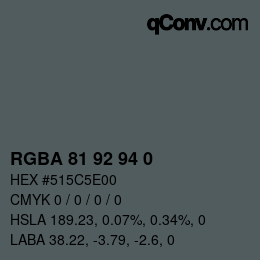 颜色代码: RGBA 81 92 94 0 | qconv.com