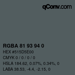 颜色代码: RGBA 81 93 94 0 | qconv.com