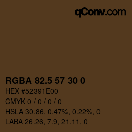 Color code: RGBA 82.5 57 30 0 | qconv.com