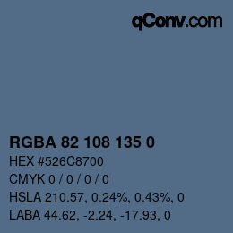 Color code: RGBA 82 108 135 0 | qconv.com