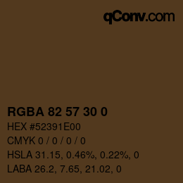 颜色代码: RGBA 82 57 30 0 | qconv.com