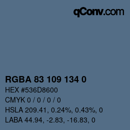 Color code: RGBA 83 109 134 0 | qconv.com