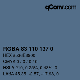 Color code: RGBA 83 110 137 0 | qconv.com