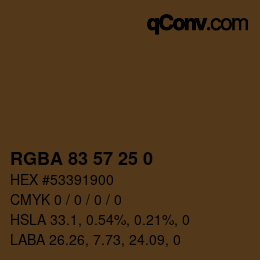 Color code: RGBA 83 57 25 0 | qconv.com