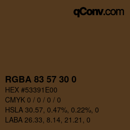 Color code: RGBA 83 57 30 0 | qconv.com