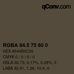 颜色代码: RGBA 84.5 75 60 0 | qconv.com