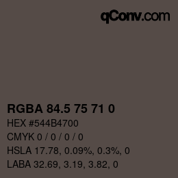Código de color: RGBA 84.5 75 71 0 | qconv.com