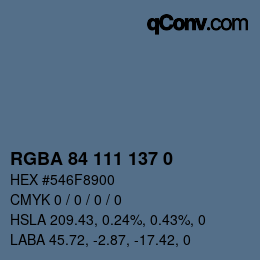Color code: RGBA 84 111 137 0 | qconv.com