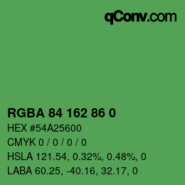 Color code: RGBA 84 162 86 0 | qconv.com