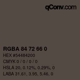Code couleur: RGBA 84 72 66 0 | qconv.com