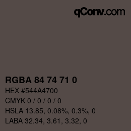 Code couleur: RGBA 84 74 71 0 | qconv.com