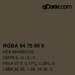 Farbcode: RGBA 84 75 60 0 | qconv.com
