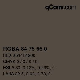 Color code: RGBA 84 75 66 0 | qconv.com