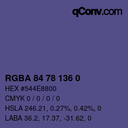 Color code: RGBA 84 78 136 0 | qconv.com