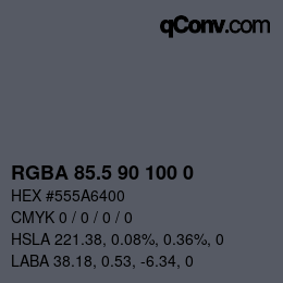 Color code: RGBA 85.5 90 100 0 | qconv.com