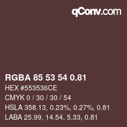 Código de color: RGBA 85 53 54 0.81 | qconv.com