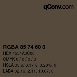 Farbcode: RGBA 85 74 60 0 | qconv.com