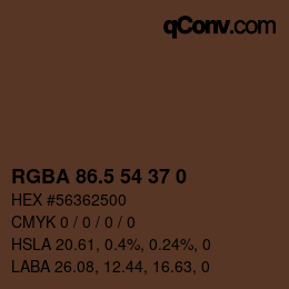 カラーコード: RGBA 86.5 54 37 0 | qconv.com