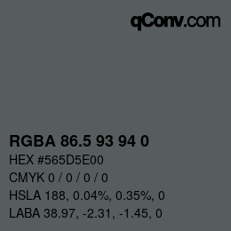 カラーコード: RGBA 86.5 93 94 0 | qconv.com