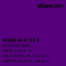Farbcode: RGBA 86 0 123 0 | qconv.com