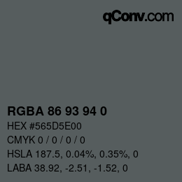 Color code: RGBA 86 93 94 0 | qconv.com