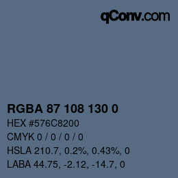 颜色代码: RGBA 87 108 130 0 | qconv.com