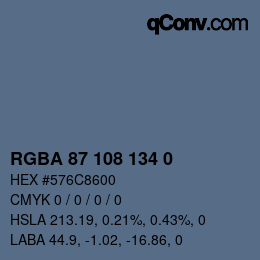 Color code: RGBA 87 108 134 0 | qconv.com