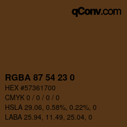 Color code: RGBA 87 54 23 0 | qconv.com