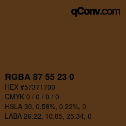 Color code: RGBA 87 55 23 0 | qconv.com