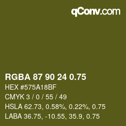 颜色代码: RGBA 87 90 24 0.75 | qconv.com