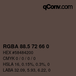 Code couleur: RGBA 88.5 72 66 0 | qconv.com