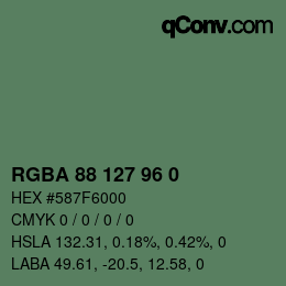 Código de color: RGBA 88 127 96 0 | qconv.com
