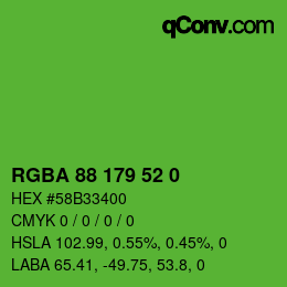 Color code: RGBA 88 179 52 0 | qconv.com