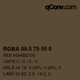 颜色代码: RGBA 89.5 75 55 0 | qconv.com