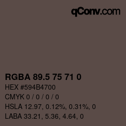 Farbcode: RGBA 89.5 75 71 0 | qconv.com