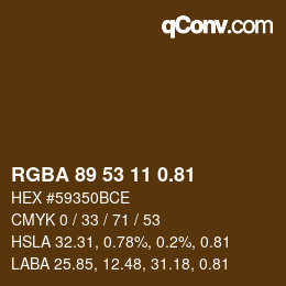 Code couleur: RGBA 89 53 11 0.81 | qconv.com