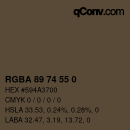 Color code: RGBA 89 74 55 0 | qconv.com
