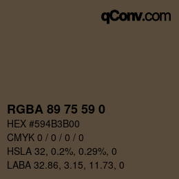 Color code: RGBA 89 75 59 0 | qconv.com