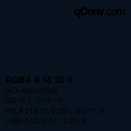 Color code: RGBA 8 18 30 0 | qconv.com