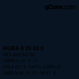 Color code: RGBA 8 20 33 0 | qconv.com
