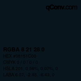 Color code: RGBA 8 21 28 0 | qconv.com