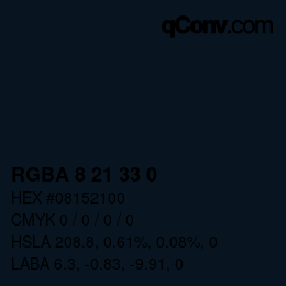 Color code: RGBA 8 21 33 0 | qconv.com