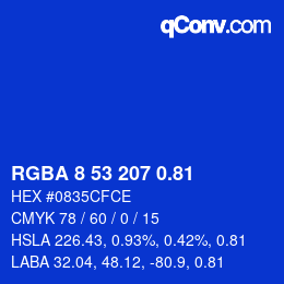 Código de color: RGBA 8 53 207 0.81 | qconv.com