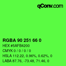 Farbcode: RGBA 90 251 66 0 | qconv.com