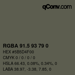 Color code: RGBA 91.5 93 79 0 | qconv.com